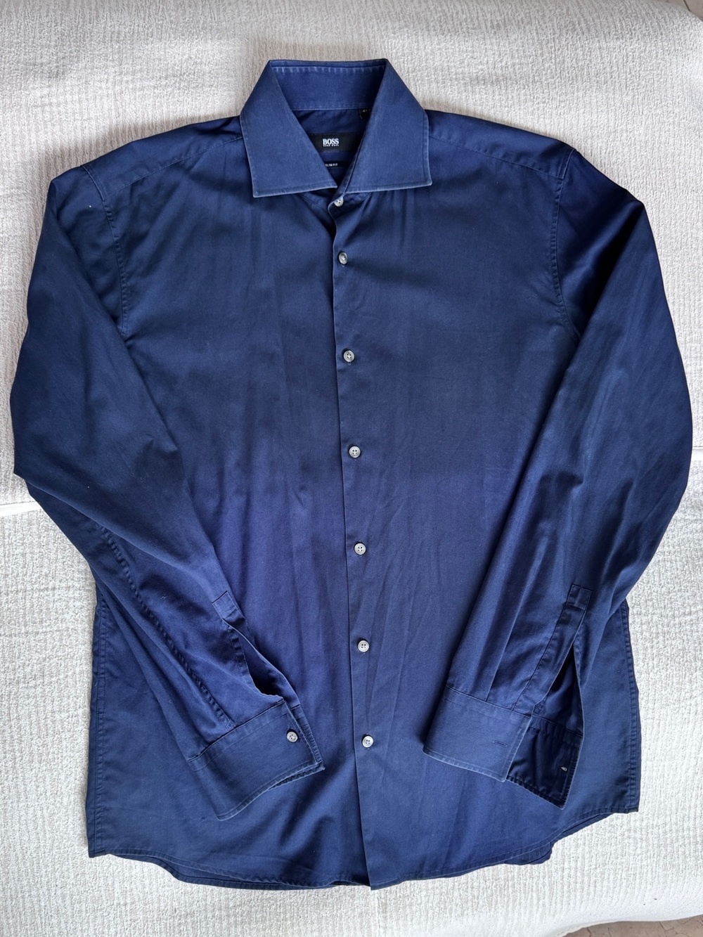 BOSS Men's Dark Navy Slim-Fit Dress Shirt